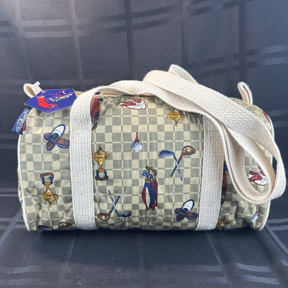 NWT Vintage‎ BJDesigns Golf Barrel Bag Made in USA Grandmillennial Preppy 12"